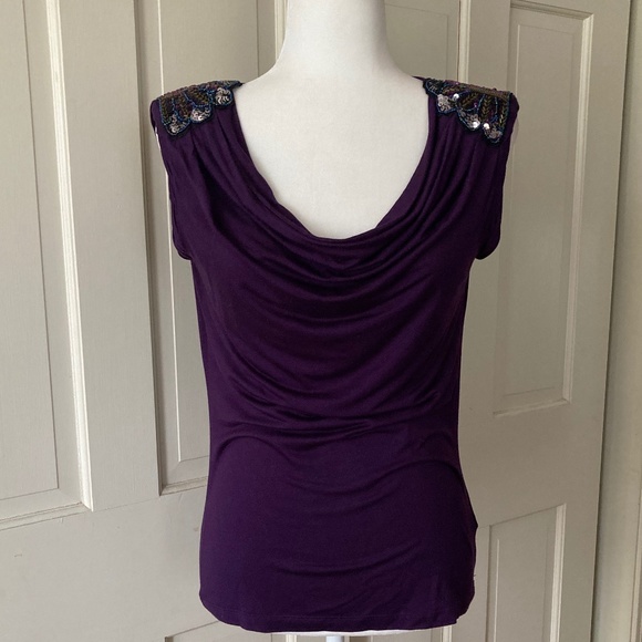 twenty-one Sleeveless Cowl Neck Knit Top w Embellished Shoulders SIZE S/P - Picture 2 of 13